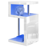 White side table for living room with LED bulb, adding a modern touch to your space.