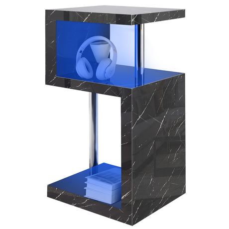 High-gloss side table for living room with LED lights, perfect as a sleek end table.