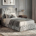 Crushed Velvet Ottoman Storage Bed Silver - Sunrise Bed Frame