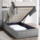 Single grey ottoman bed with lift-up storage and concealed bedding space.