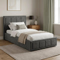 Velvet Ottoman Storage Bed - End Lift Ottoman Bed Frame