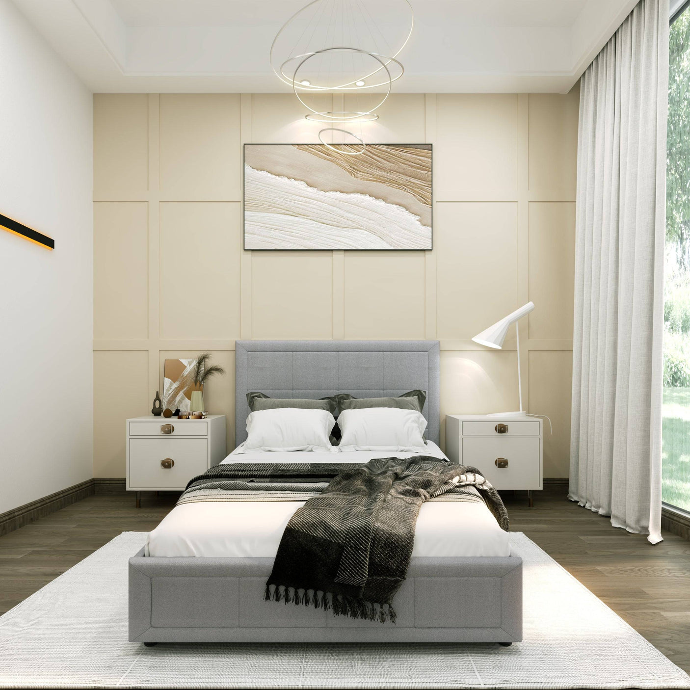 Blisswood Ottoman Bed With 8" Mattress, Grey Linen