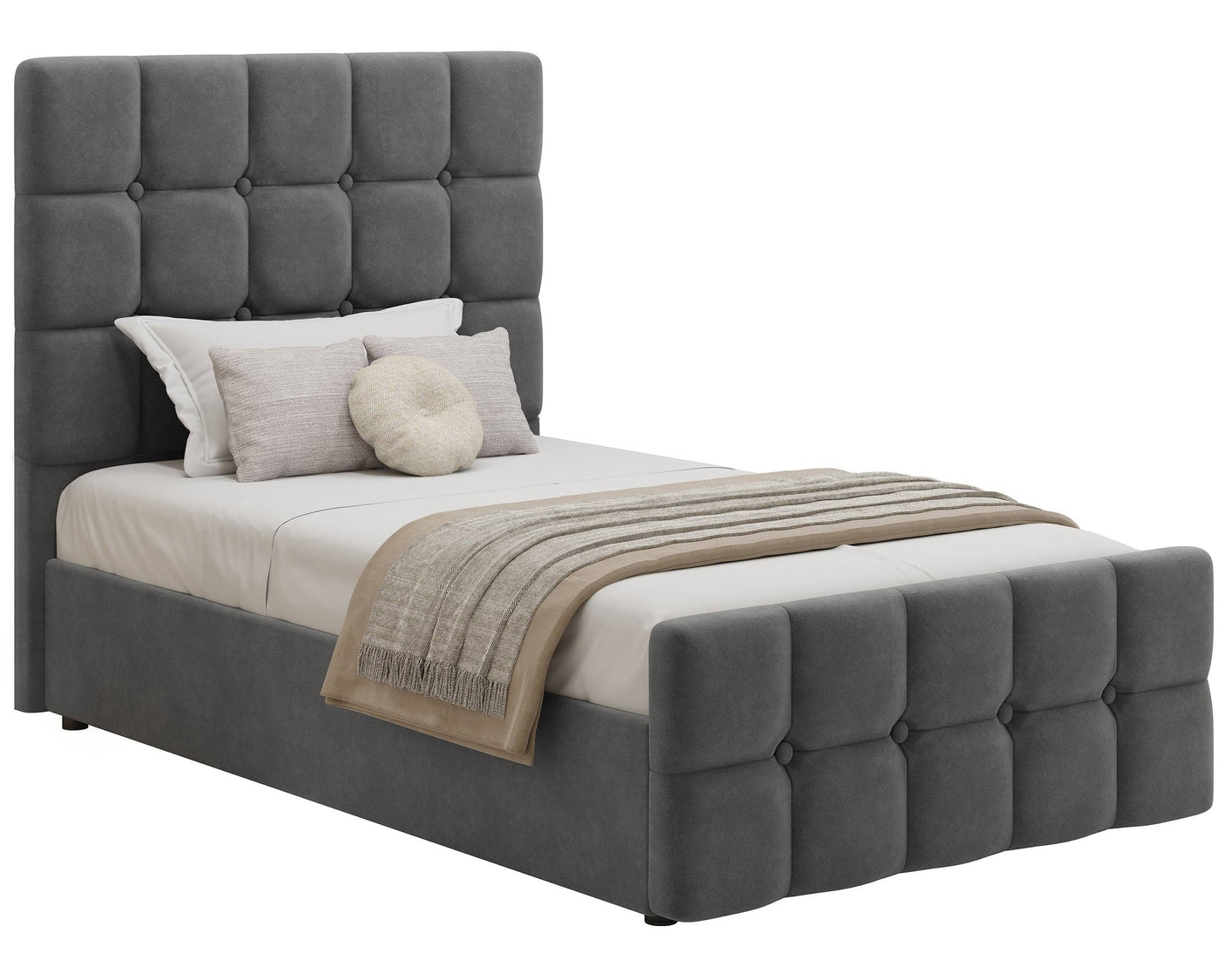 Blisswood Velvet Square Design Ottoman Storage Bed
