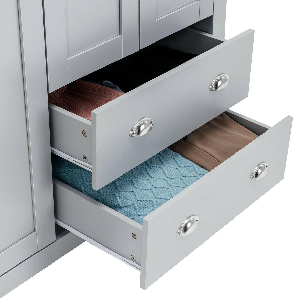 Single wardrobe with drawers for compact storage and organized bedroom space