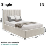 Blisswood Velvet Quilted Vertical Line Ottoman Storage Bed With Mattress