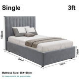 Blisswood Velvet Quilted Vertical Line Ottoman Storage Bed With Mattress