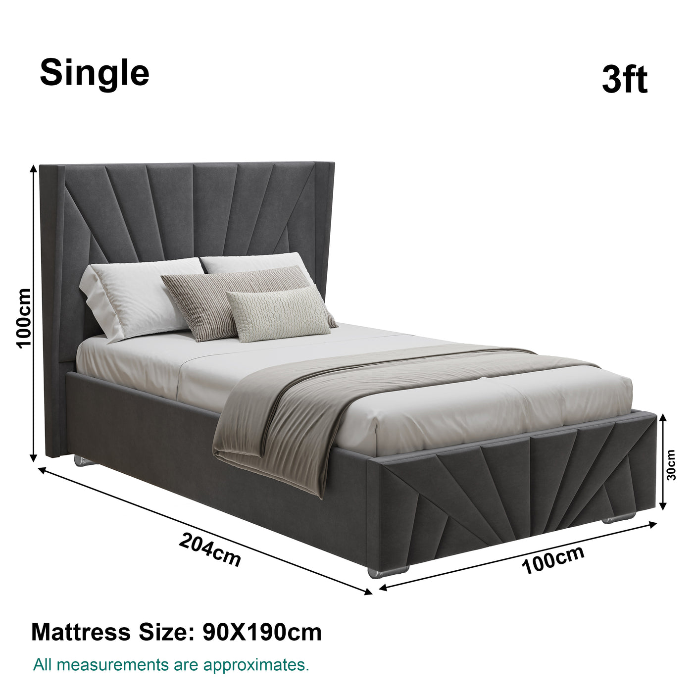 Velvet Ottoman Storage Bed - Sunrise Ottoman Bed Frame