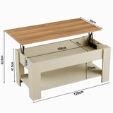 Coffee table size 120cm length, 60cm width, 45cm height, modern living room table.