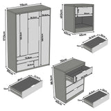 Skova 4 Piece Bedroom Set - Wardrobe and Chest of Drawers