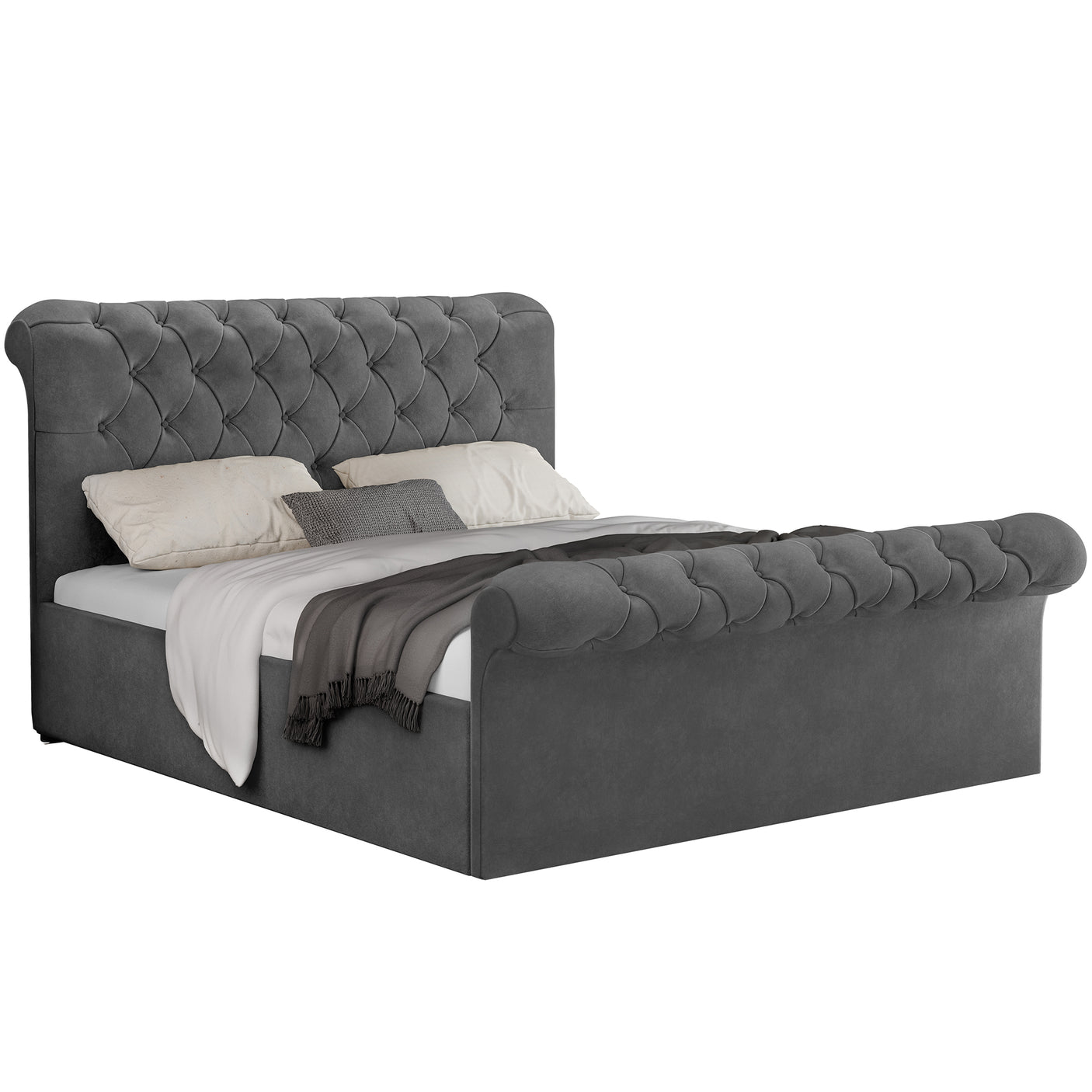 Blisswood Velvet Chesterfield Design Side lift Ottoman Bed With Storage