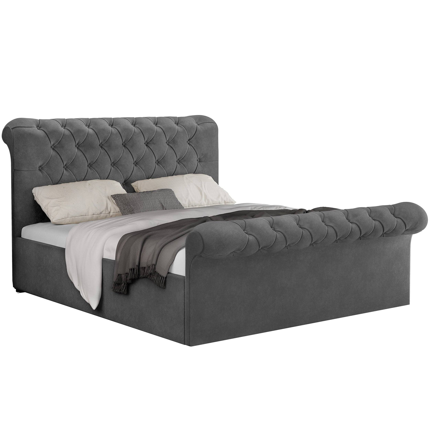 Blisswood Velvet Chesterfield Design Side lift Ottoman Bed With Storage