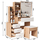 Dressing Table with Storage, Drawers and Mirror - Vanity Makeup Table
