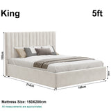 Blisswood Velvet Quilted Vertical Line Ottoman Storage Bed With Mattress