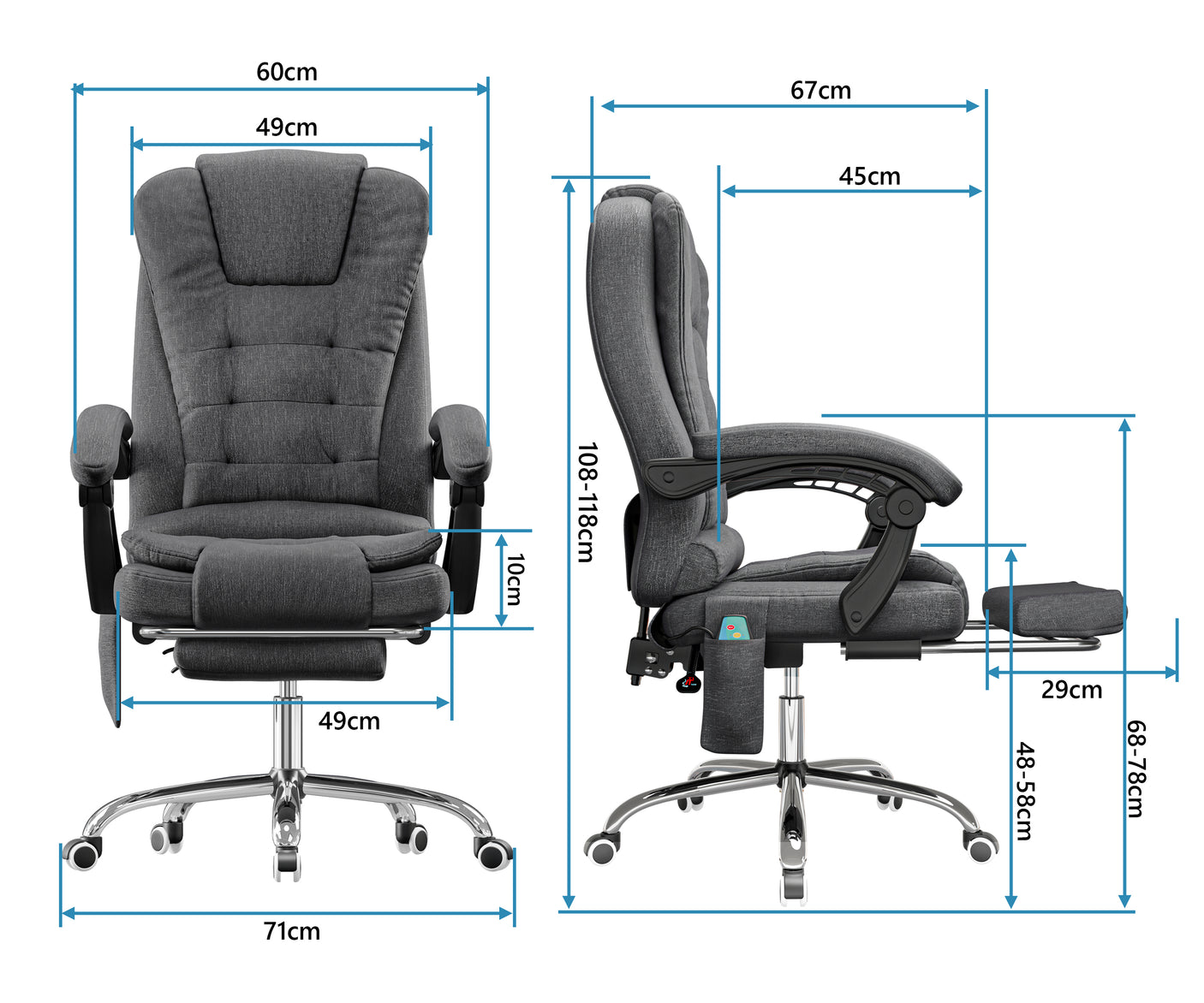 Comfortable Office Chair | Ergonomic Reclining Swivel Chair | Linen