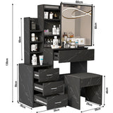 Dressing Table with Storage, Drawers and Mirror - Vanity Makeup Table