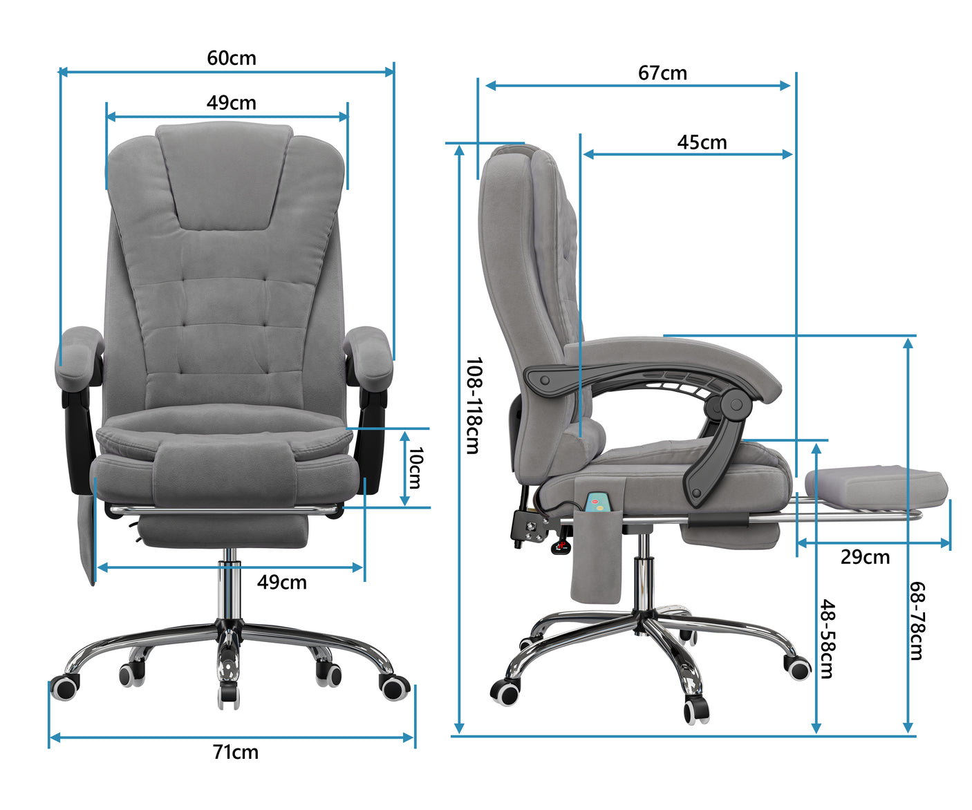 Ergonomic Office Chair 8 Point Massage Velvet Chair