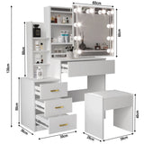 Dressing Table with Mirror and Lights, Drawers - Vanity Makeup Table