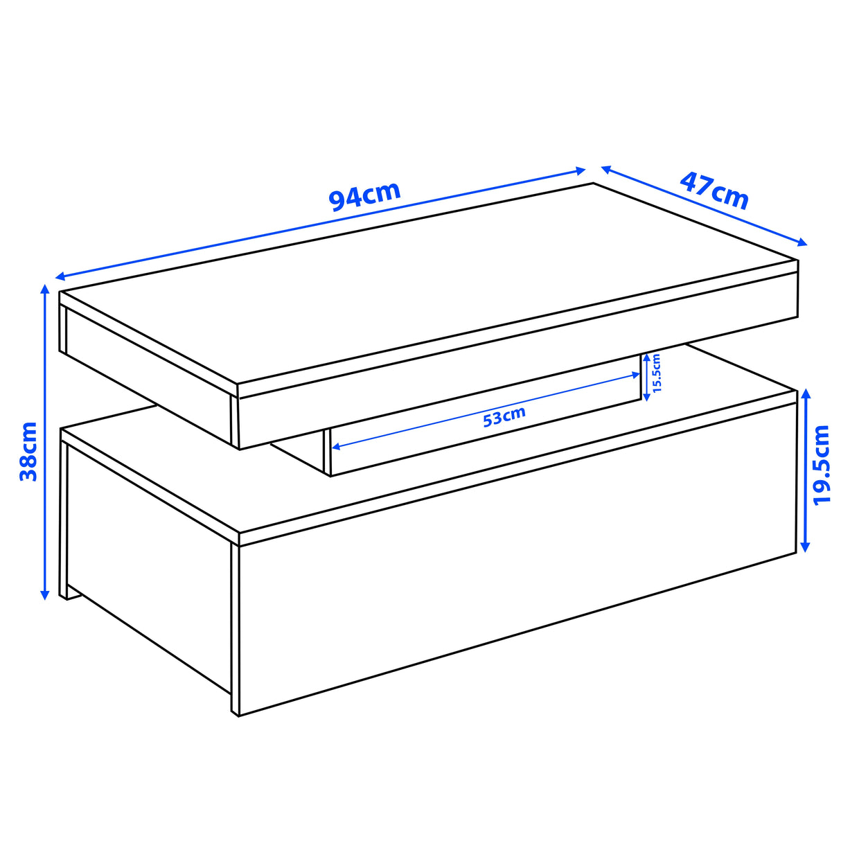 High Gloss Storage Coffee Table With Drawers & LED Lights