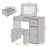 Small Dressing Table with Mirror and Lights, Stool - Makeup Vanity Desk