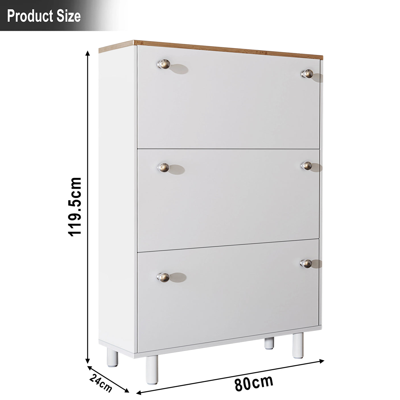 3 Door Narrow Shoe Cabinet | Tall Shoe Storage With Hooks