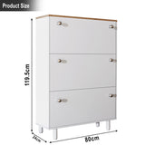 3 Door Narrow Shoe Cabinet | Tall Shoe Storage With Hooks