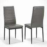 [Grey] Skyra dining table set pair of chairs shown from front and back on a white background
