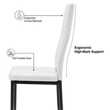 [White] Skyra dining table set side view of one chair with labelled seat and back support