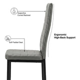 [Grey] Skyra dining table set chair feature view showing cushion, high back, and slim black frame