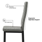 [Grey] Skyra dining table set chair feature view showing cushion, high back, and slim black frame