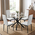 Skyra Round Glass Dining Table and 4 White Chairs Set