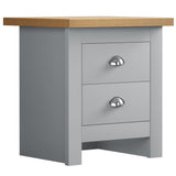 Slim grey bedside table with drawers and handles stylish space-saving storage for bedrooms