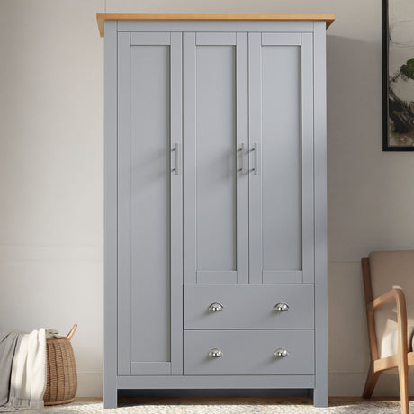 Slim single wardrobe grey color stylish space-saving storage for modern bedrooms