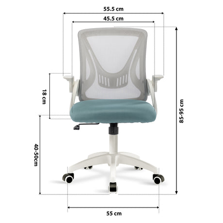 Small bedroom desk chair with compact dimensions for limited spaces.