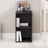 Black Blisswood 2 shelf bookcase styled in a modern home office, perfect for books and decor.