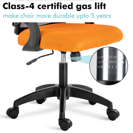 Small comfy desk chair with a Class 4 certified gas lift for adjustable height and comfort.