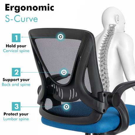 Small computer desk chair with ergonomic S-curve design, and comfort for long hours of use.