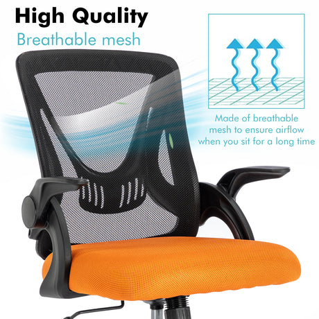 Small desk chair with arms, featuring high-quality breathable mesh for comfort and support.