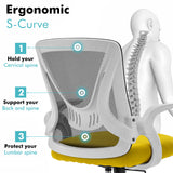 Buy small desk office chair, ergonomic S curve design for comfort and posture support.