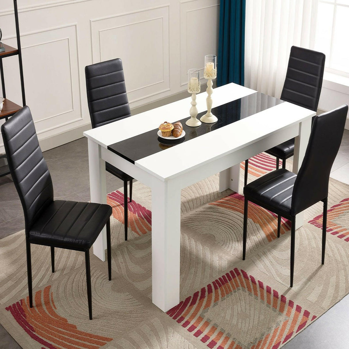 Small dining table set for 4 with chairs – compact design for cozy spaces.