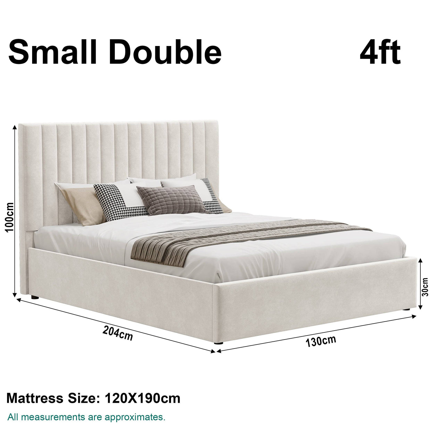 small double bed size uk 100cm x 204cm x 130cm with modern design for compact spaces.