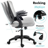 Small office chair with back support and rocking motion for enhanced comfort and flexibility.