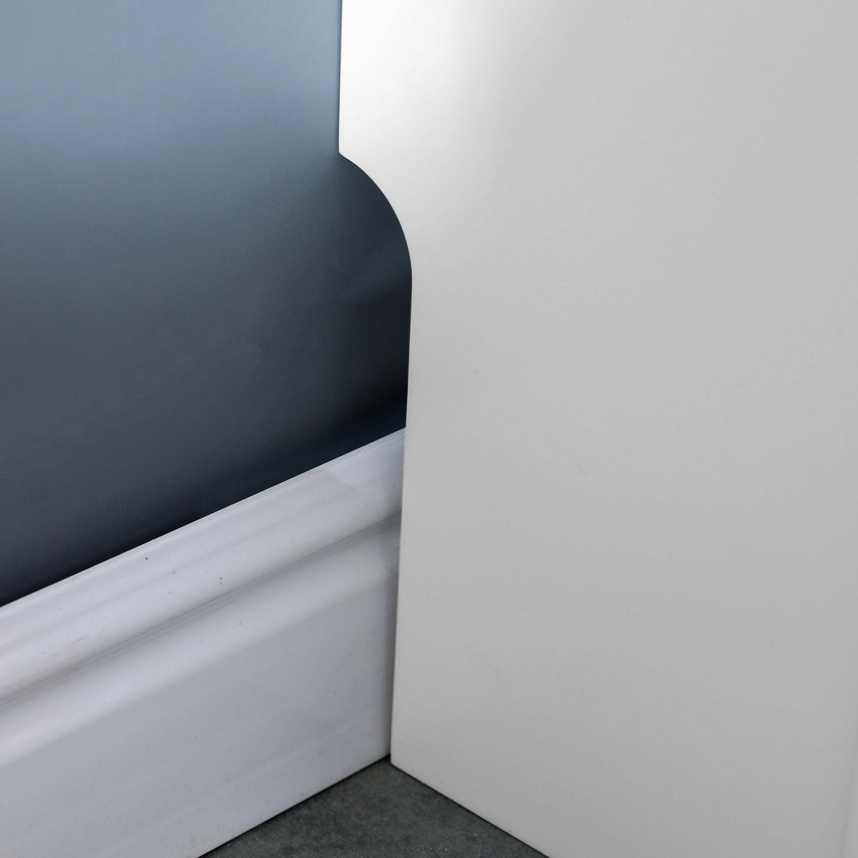 small radiator covers white with corner cutout design, ideal for compact spaces and pipe coverage