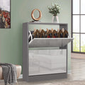 High Gloss 2 Door Shoe Cabinet | Slim Shoe Storage Unit