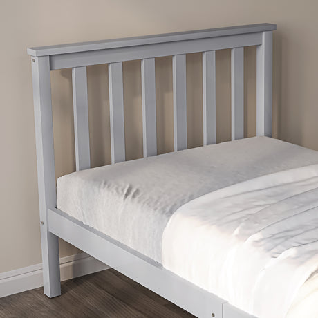 Small single wooden bed frame, compact and sturdy for a stylish bedroom setup.