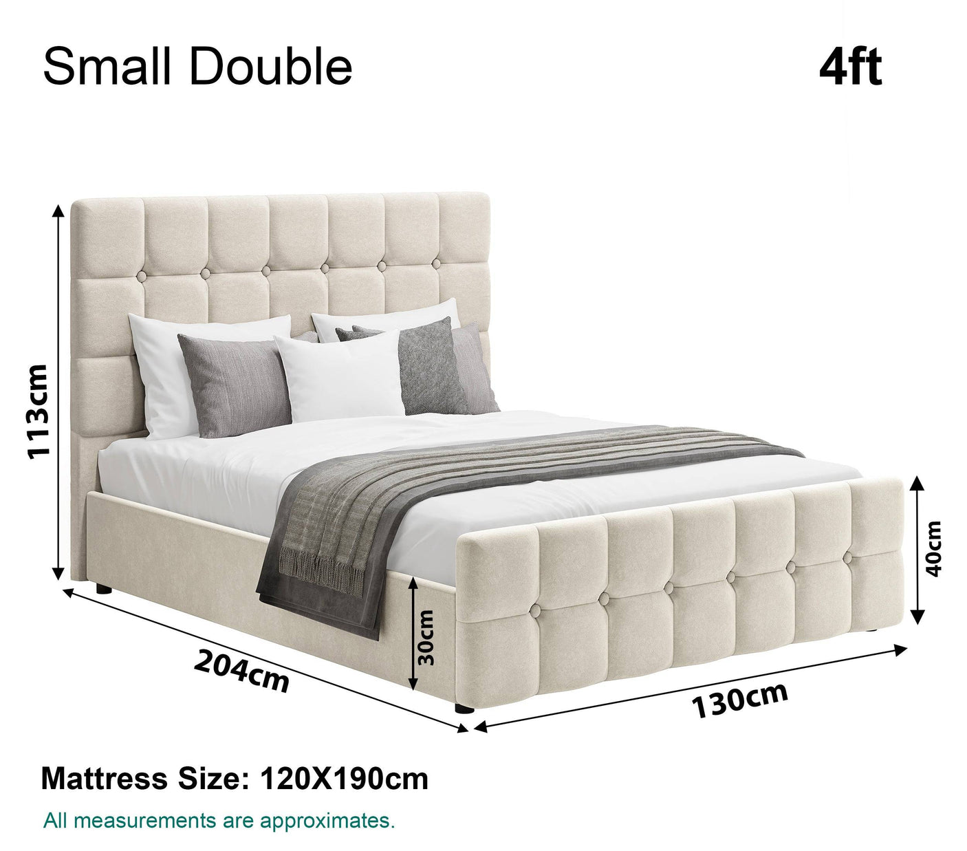Blisswood Velvet Square Design Ottoman Storage Bed