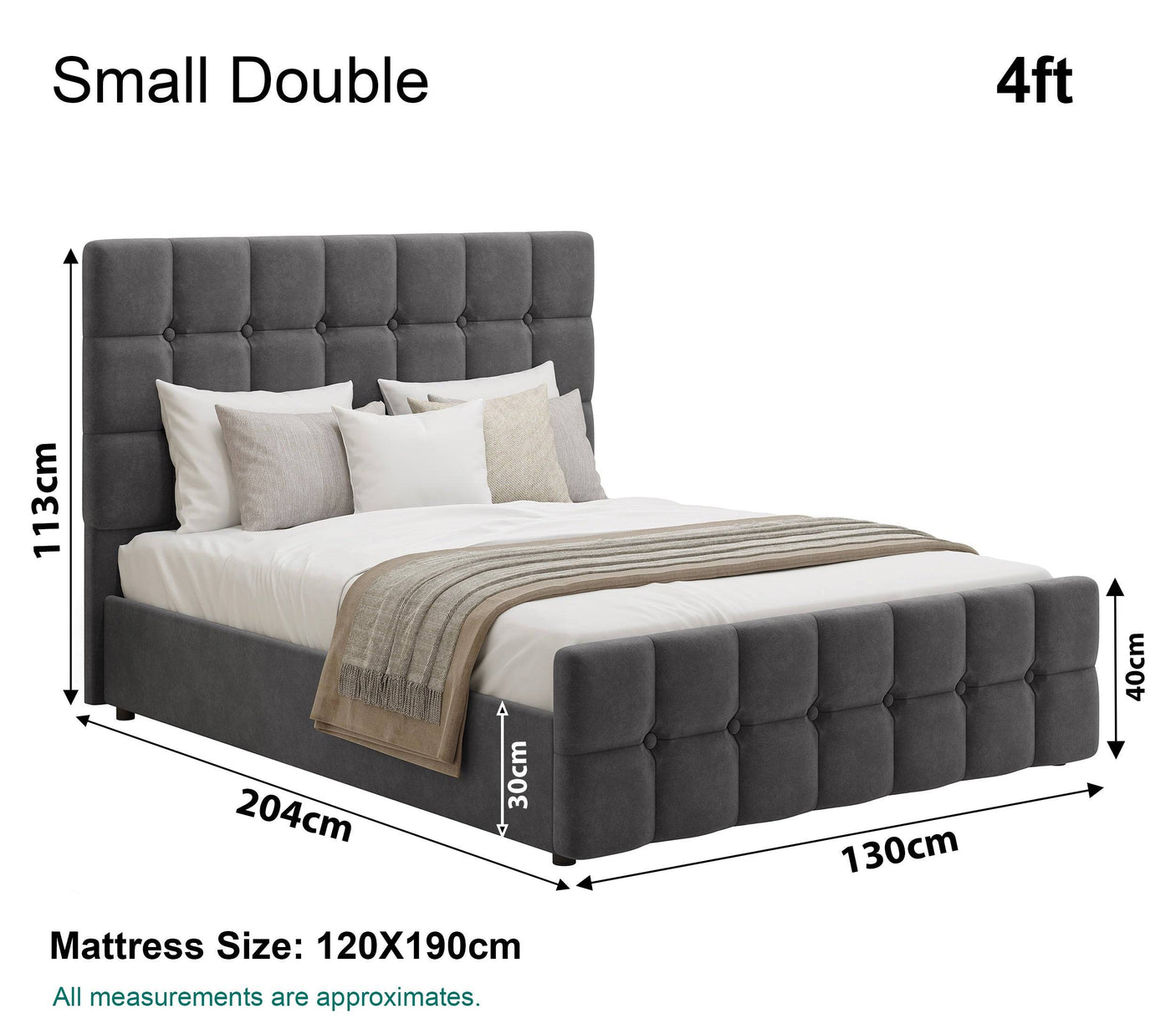 Blisswood Velvet Square Design Ottoman Storage Bed