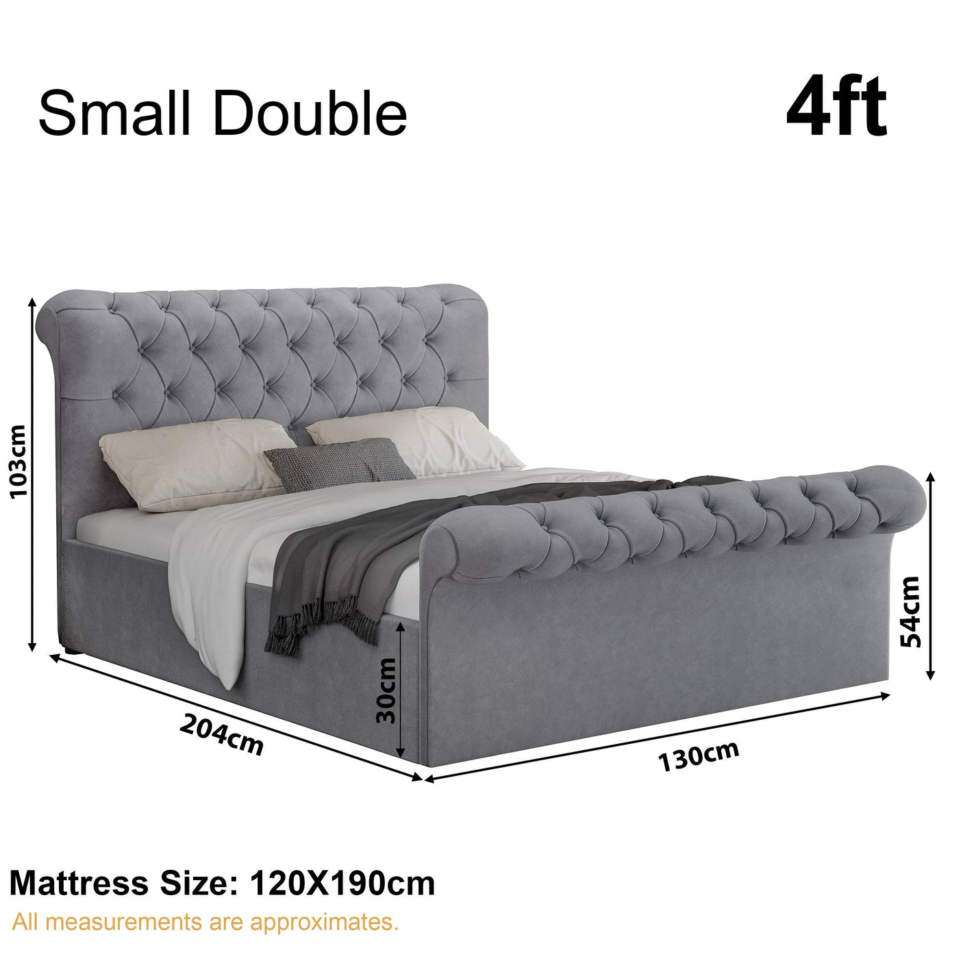 Blisswood Velvet Chesterfield Design Side lift Ottoman Bed With Storage