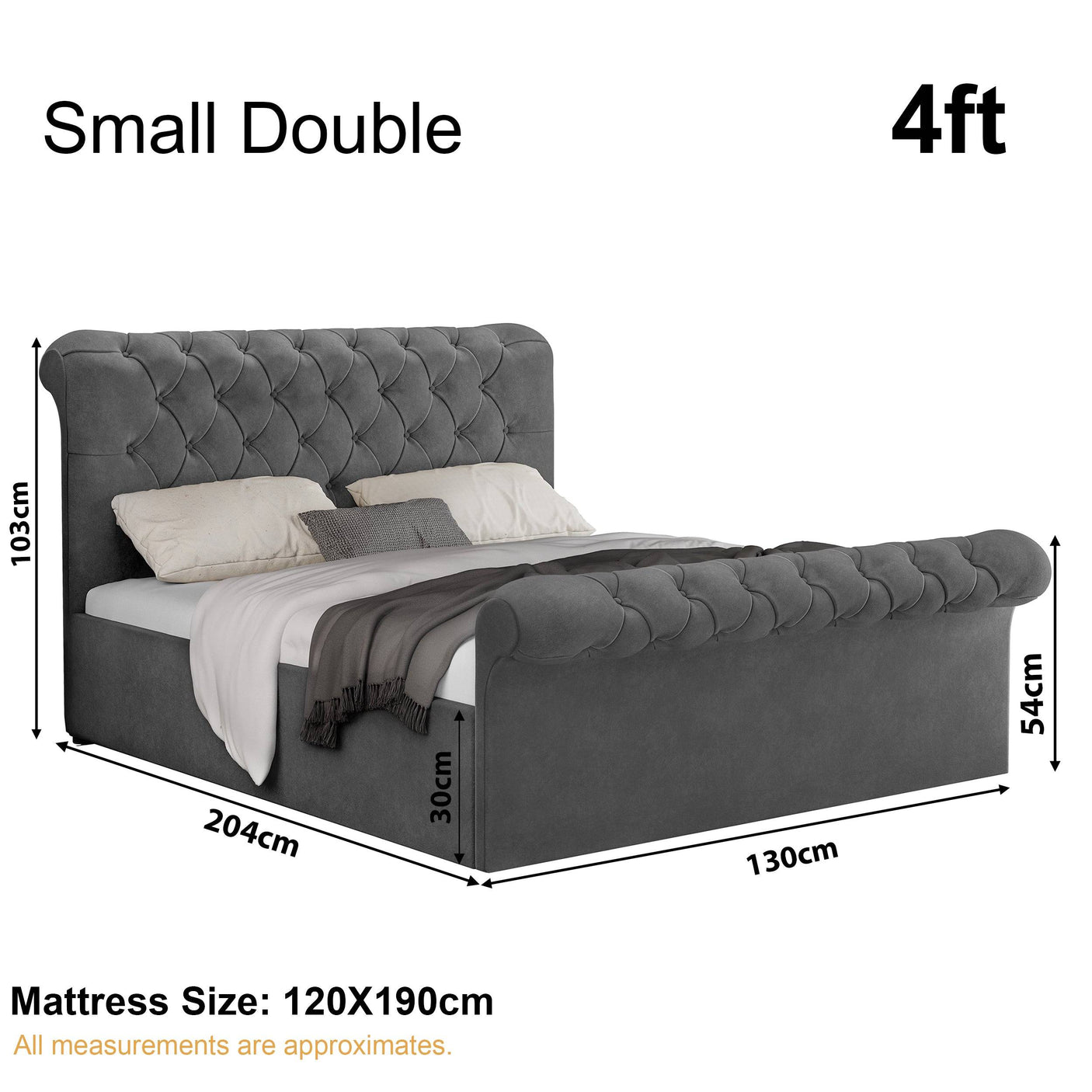 Blisswood Velvet Chesterfield Design Side lift Ottoman Bed With Storage