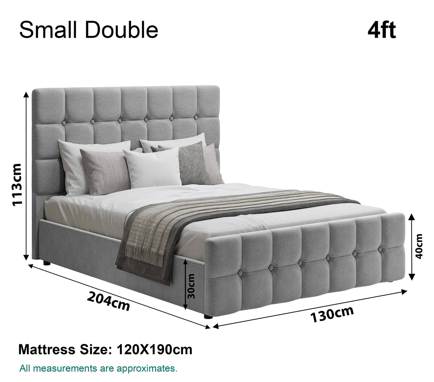 Blisswood Velvet Square Design Ottoman Storage Bed