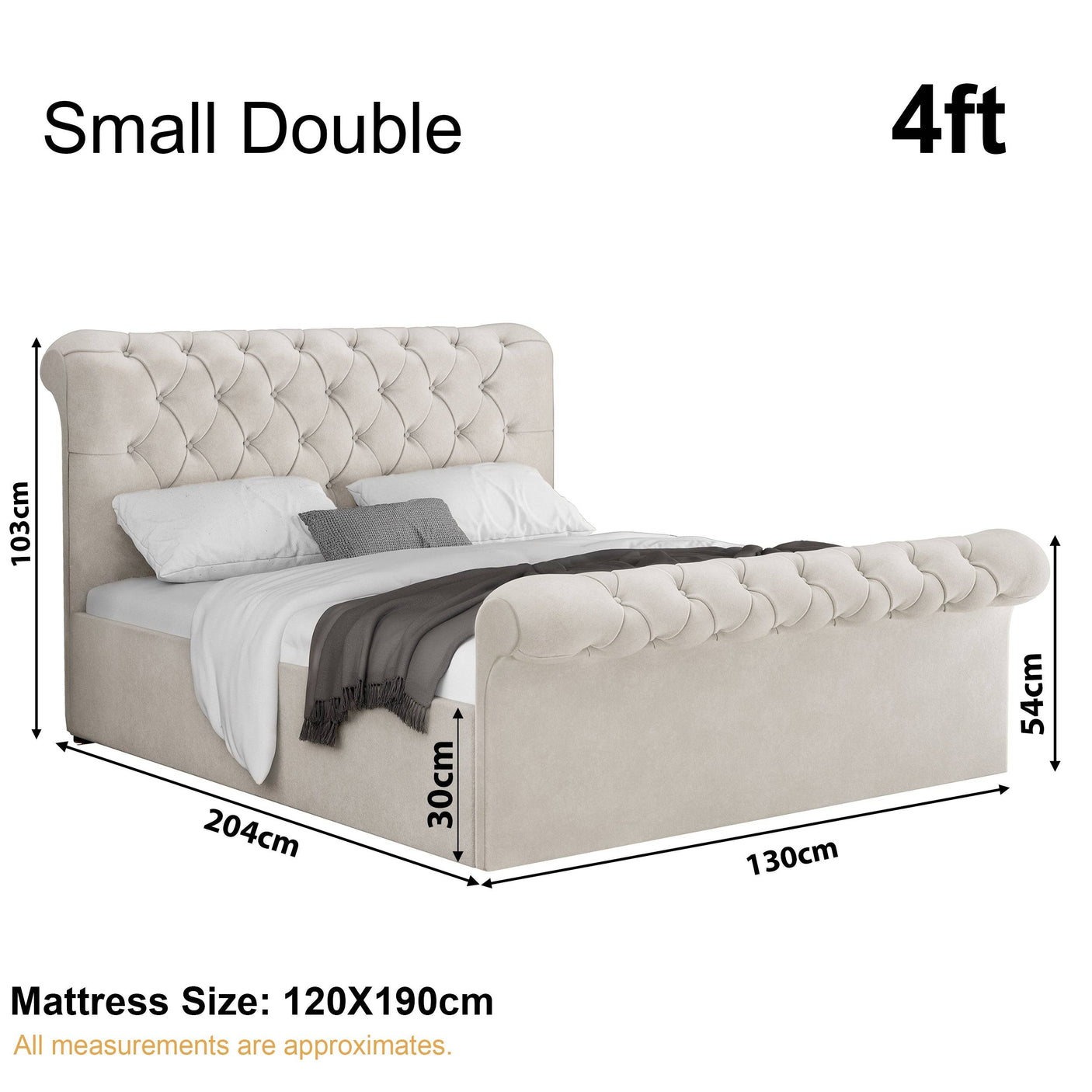 Blisswood Velvet Chesterfield Design Side lift Ottoman Bed With Storage